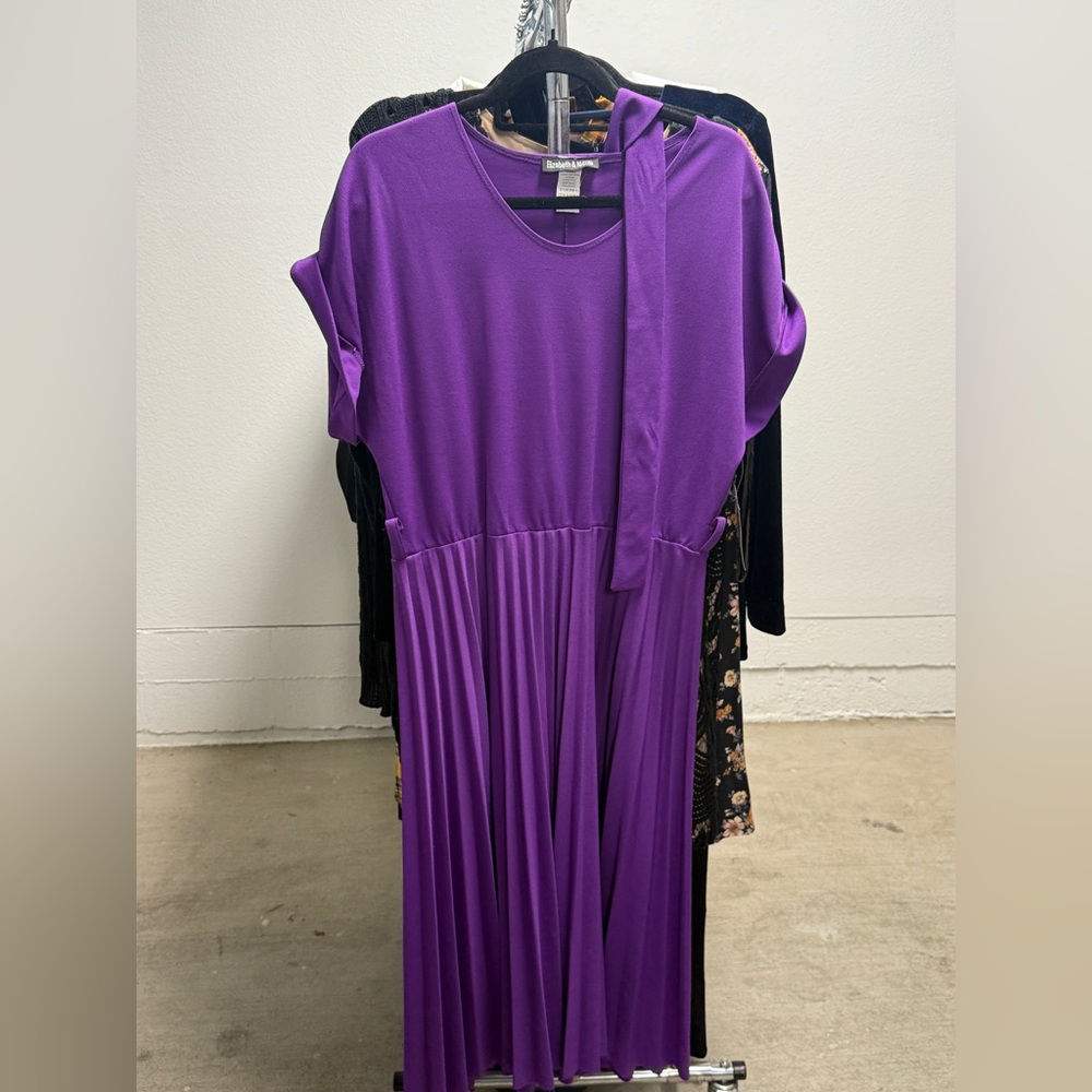 Elizabeth and James Purple Pleated Midi Sundress